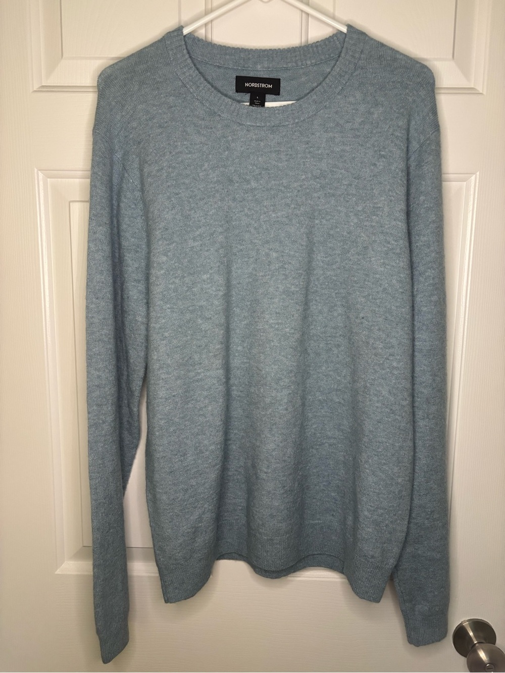 Nordstrom Men’s Pale Blue Crewneck Sweater Merino Wool Alpaca Size Large